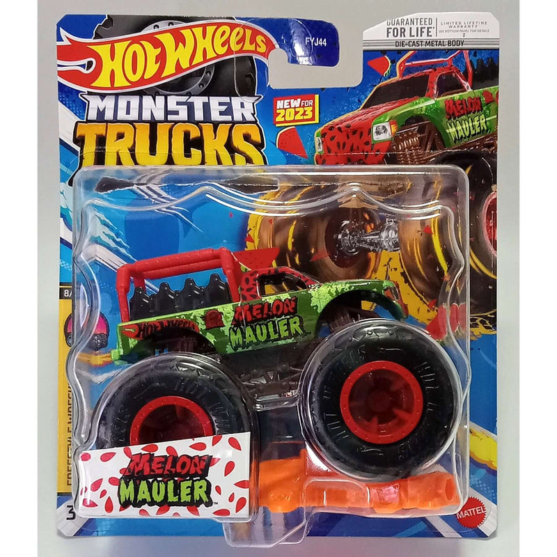 Hot Wheels 2023 1:64 Scale Die-Cast Monster Trucks (Mix 8), Melon Mauler Freestyle Wreckers