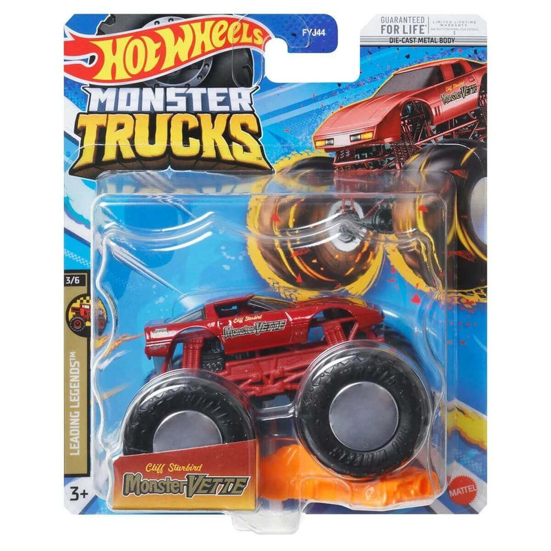 Hot Wheels 2023 1:64 Scale Die-Cast Monster Trucks (Mix 4), Cliff Starbird Monster Vette