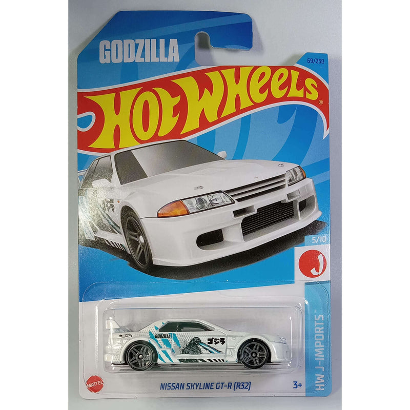 Products Hot Wheels 2023 Mainline HW J-Imports Series 1:64 Scale Diecast Cars (International Card), Nissan Skyline GT-R (R32) "Godzilla" 5/10 69/250 HKJ13