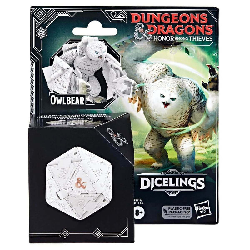 Dungeons & Dragons Honor Among Thieves Dicelings D20 Converting Figures, White Owlbear Packaging Front