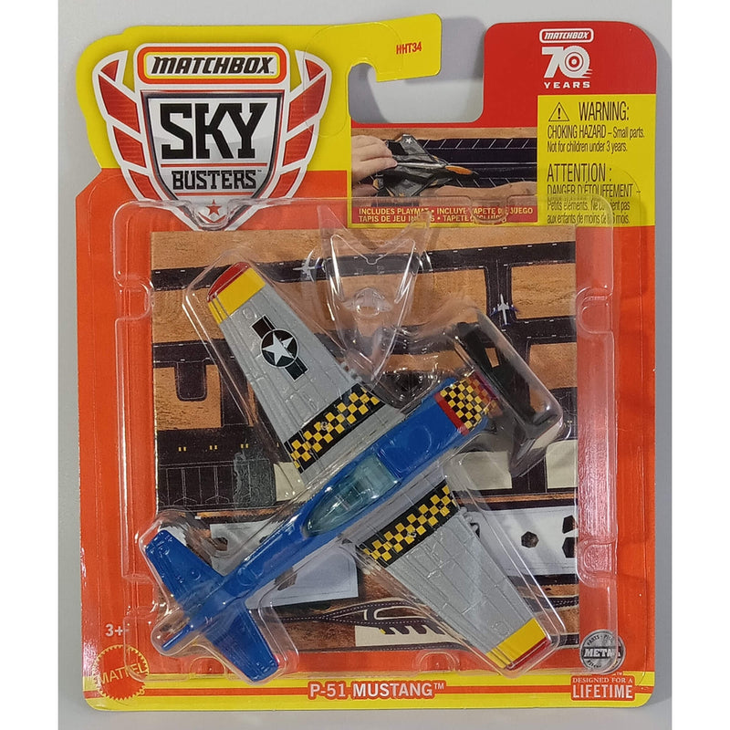 Matchbox 2023 Sky Busters (Mix 2) 1:64 Scale Die-Cast Vehicles, P-51 Mustang 2/32