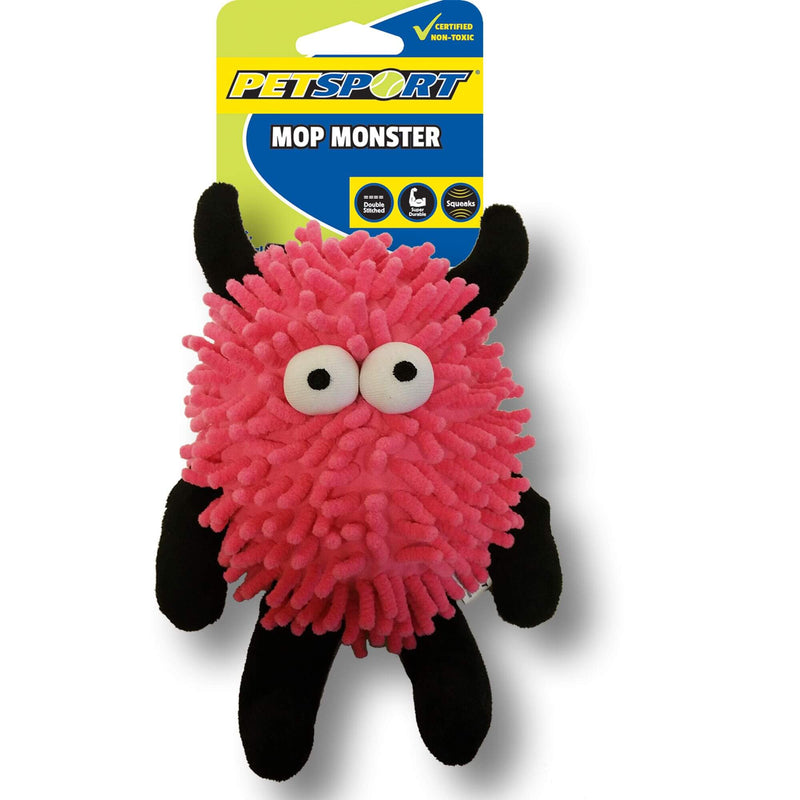 PetSport Mop Monster Squeaker Dog Toy, Pink