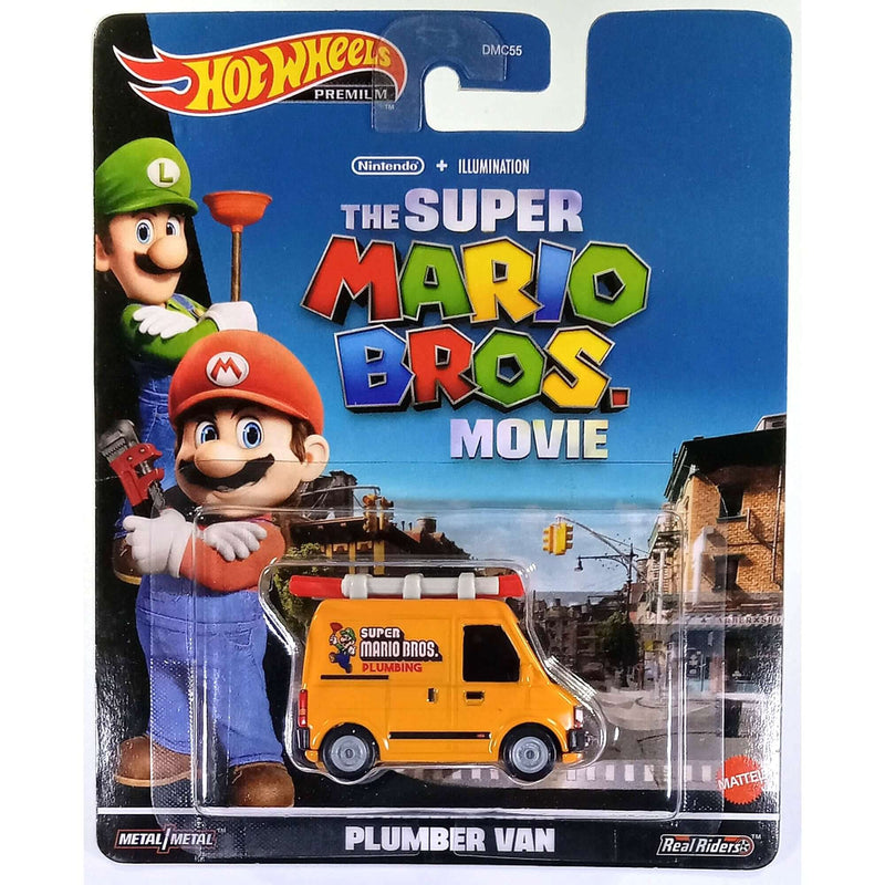 Hot Wheels Premium 2023 Retro Entertainment 1:64 Die-Cast Vehicles (Mix 2), The Super Mario Bros. Movie Plumber Van