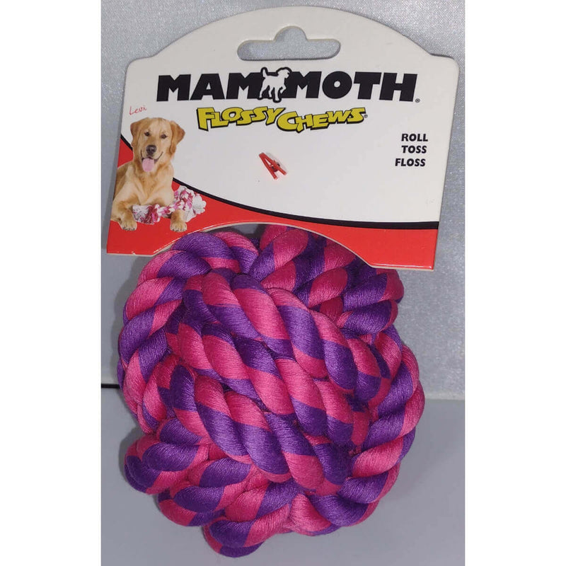 Mammoth Flossy Chews Ball Dog Toy, 3.75 in, Pink and Purple
