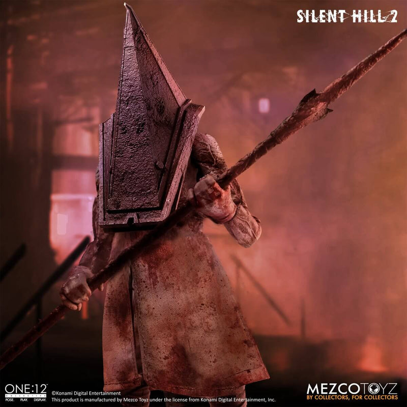 Mezco Toyz Silent Hill 2: Red Pyramid Thing One:12 Collective Action Figure holding spear accessory