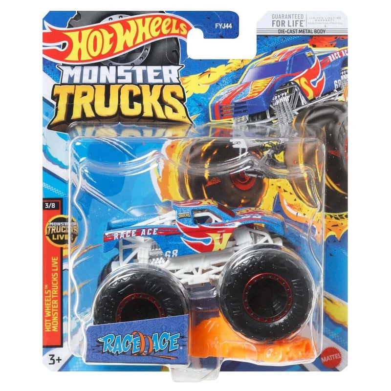 Hot Wheels 2023 1:64 Scale Die-Cast Monster Trucks (Mix 3), Race Ace