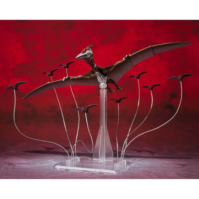Godzilla Singular Point 2021 Rodan The Second Form S.H.MonsterArts Action Figure, set up with display