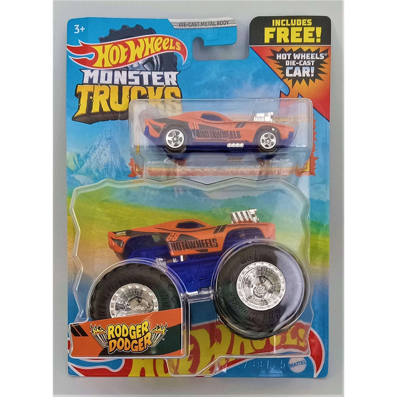Hot Wheel Monster Truck 1:64 Scale Die-Cast Car 2 Pack rodger dodger