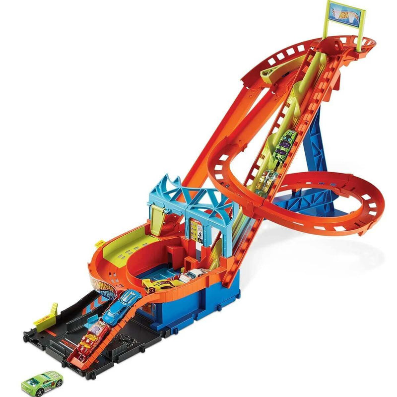 Hot Wheels City Roller Coaster Motorized Playset w/ 5 Cars, Batteries Included!