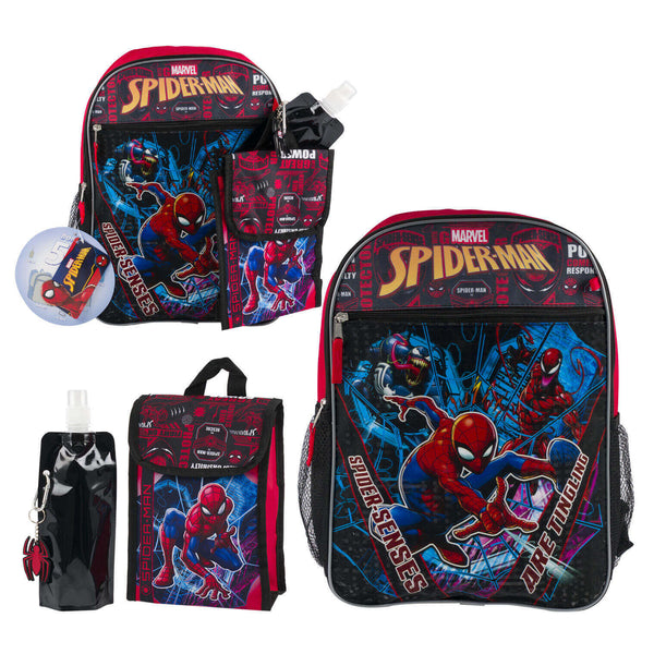 Marvel 5 Piece Spider-Man "Spider-Senses" Backpack Set w/ Venom & Carnage
