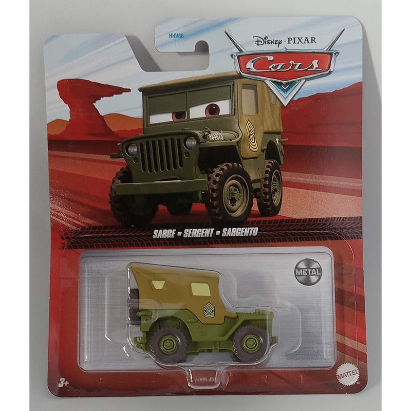 Pixar Cars Character Cars 2023 1:55 Scale Diecast Vehicles (Mix 3), Sarge