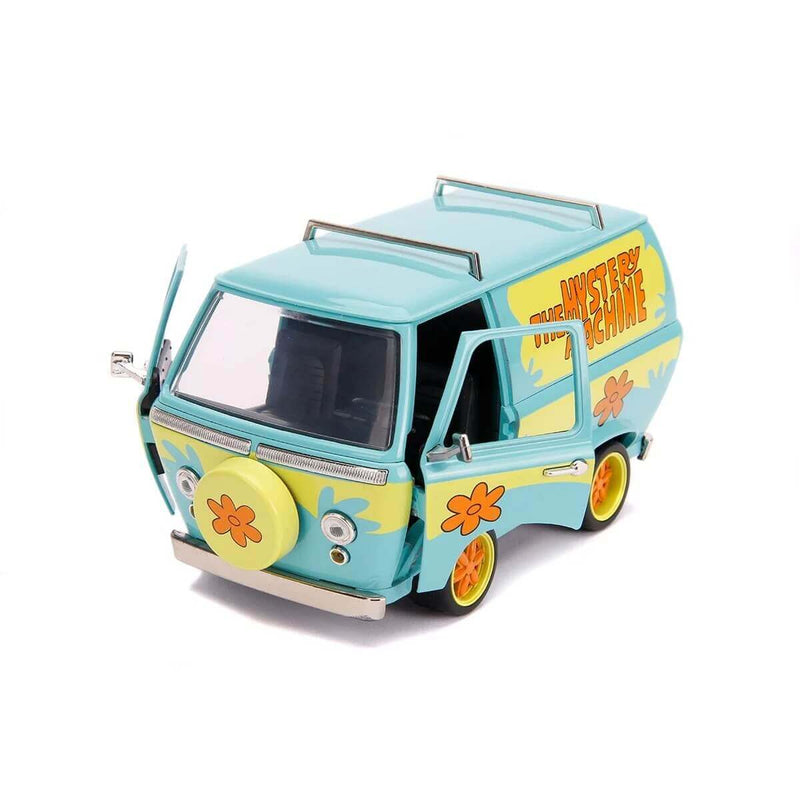 Jada Toys Scooby-Doo Mystery Machine with Scooby and Shaggy Figures 1:24 Die-Cast Metal Vehicle with doors open