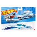 Hot Wheels 2023 Super Rigs (Mix 2) 1:64 Scale Die-cast Hauler and Vehicle Set, Sea-Nic Route