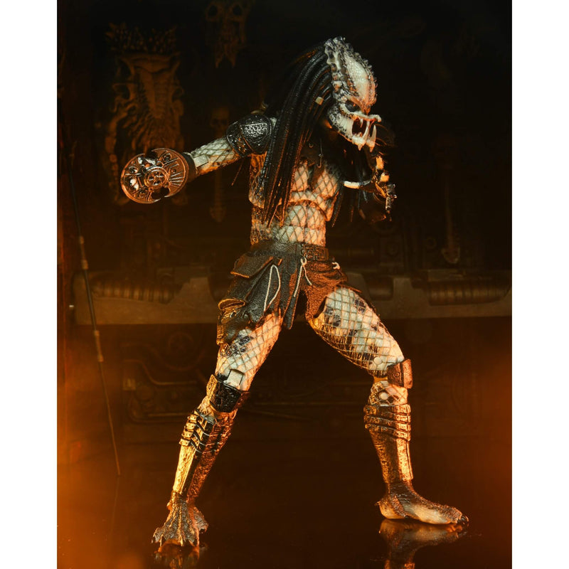 NECA Predator 2 Ultimate Shaman 7” Scale Action Figure without cloak or mask, holding disk weapon
