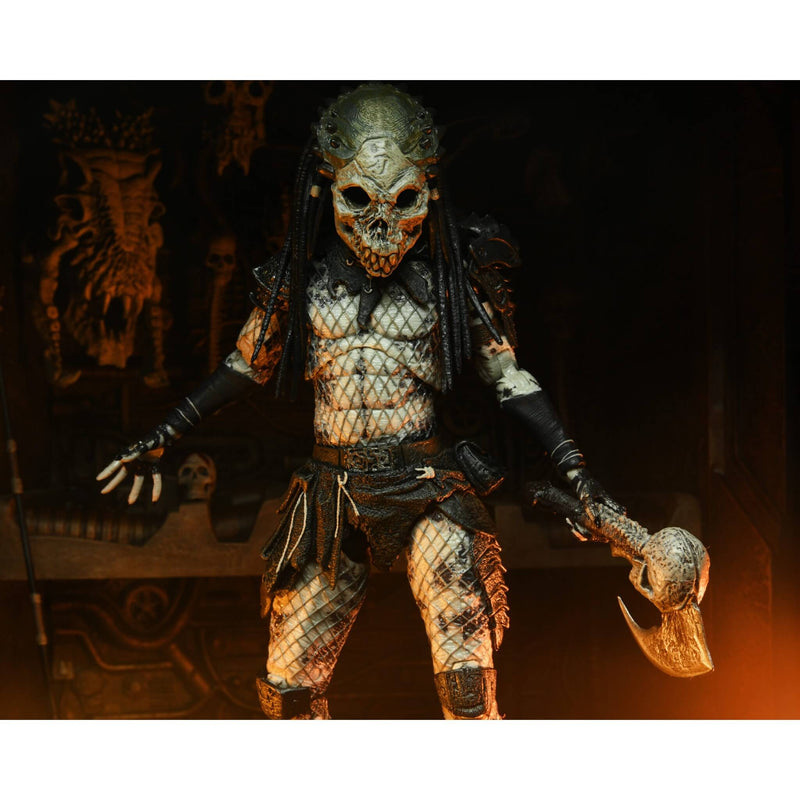 NECA Predator 2 Ultimate Shaman 7” Scale Action Figure without cloak holding skull hatchet