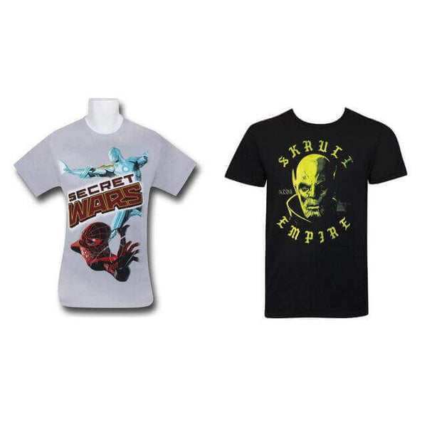 2 Marvel T-Shirts, Secret Wars Silver and Skrull Empire Men's Size Small