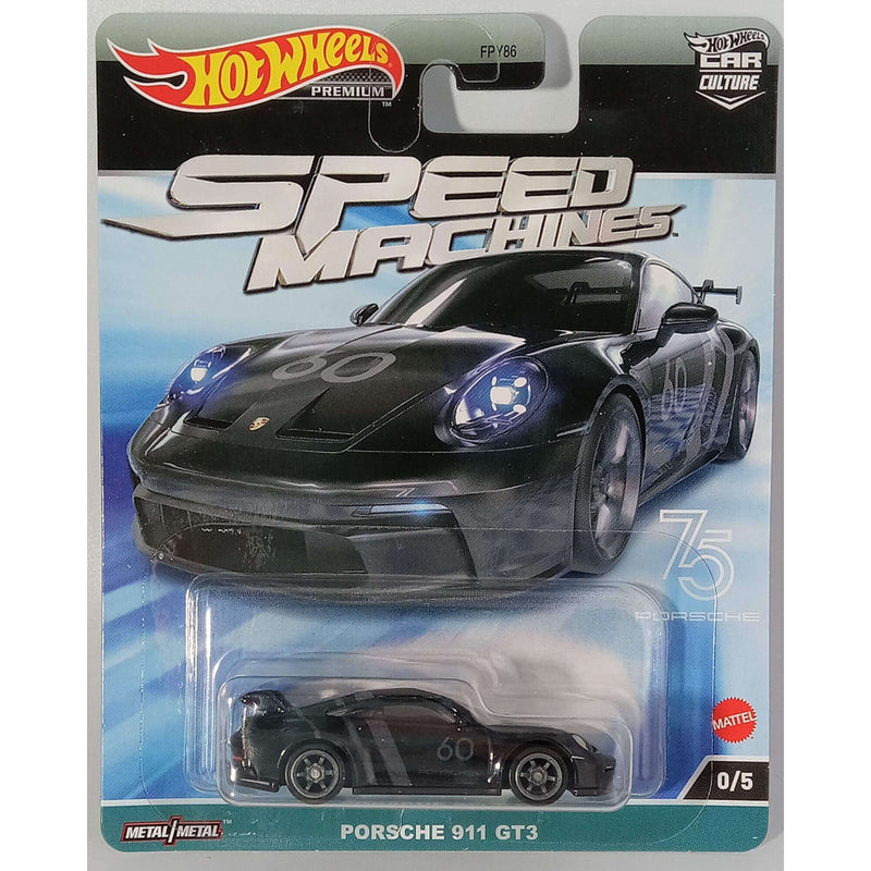 Hot Wheels 2023 Premium Car Culture Speed Machines 1:64 Scale Die-cast Vehicles, Porsche 911 GT3 Chase Variant