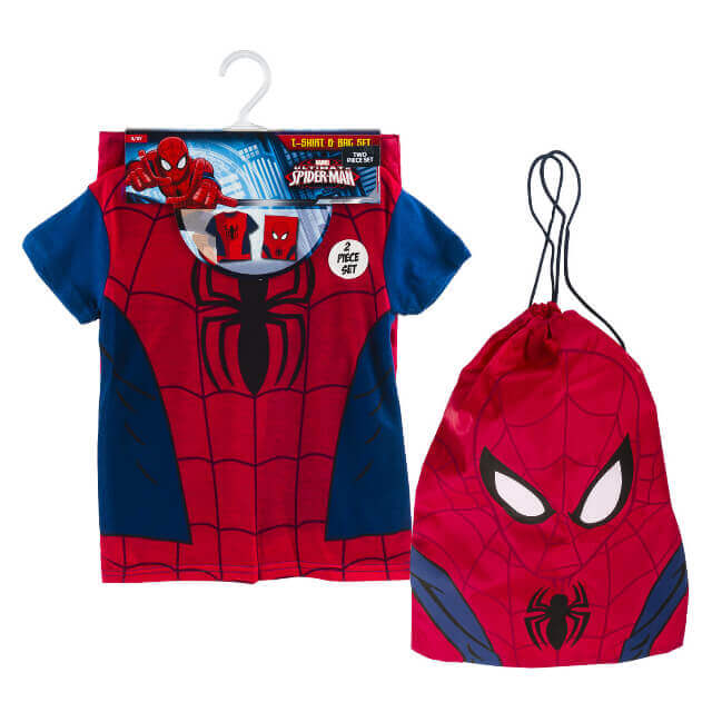 Marvel Spiderman Boys T-Shirt, Bag 2 Piece Set