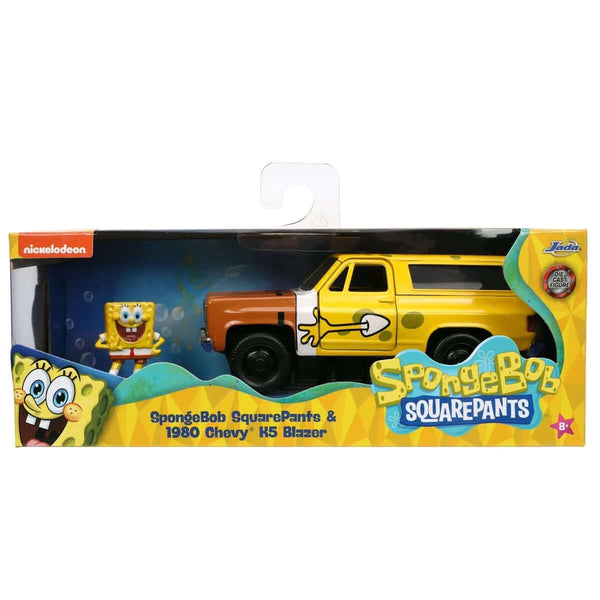 Jada Toys Hollywood Rides 1980 Chevy Blazer K5 1:32 Die-Cast Metal Vehicle with SpongeBob SquarePants Nano Figure