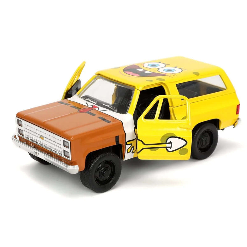 Jada Toys Hollywood Rides 1980 Chevy Blazer K5 1:32 Die-Cast Metal Vehicle with SpongeBob SquarePants Nano Figure