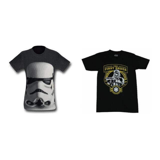 2 Star Wars T-Shirts, Stormtrooper All-Over Print and The Force Awakens Men's Size Small