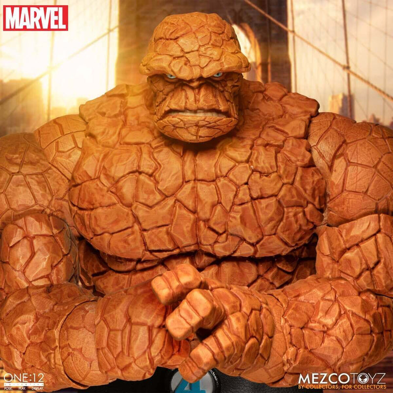 Mezco Toyz Fantastic Four One:12 Collective Deluxe Steel Boxed Set, closeup bust.