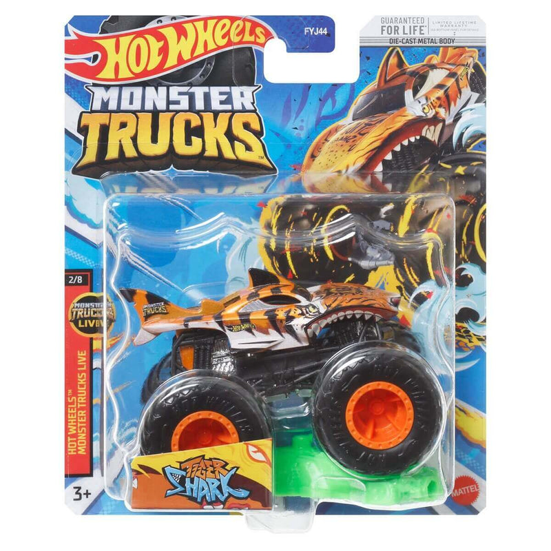 Hot Wheels 2023 1:64 Scale Die-Cast Monster Trucks (Mix 2), Tiger Shark