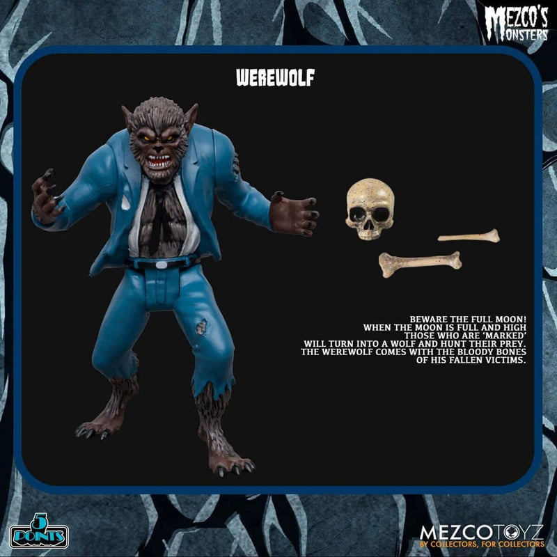 Mezco's Monsters Tower of Fear 5 Points Werewolf Action Figure with Accessories
