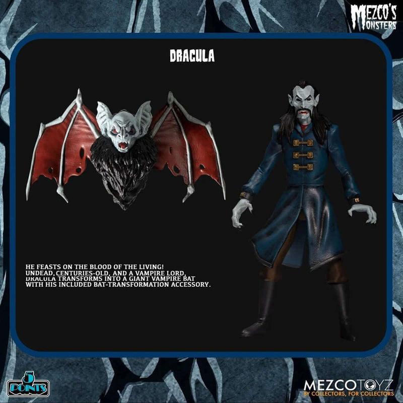 Mezco's Monsters Tower of Fear 5 Points Dracula Action Figure with Bat Form