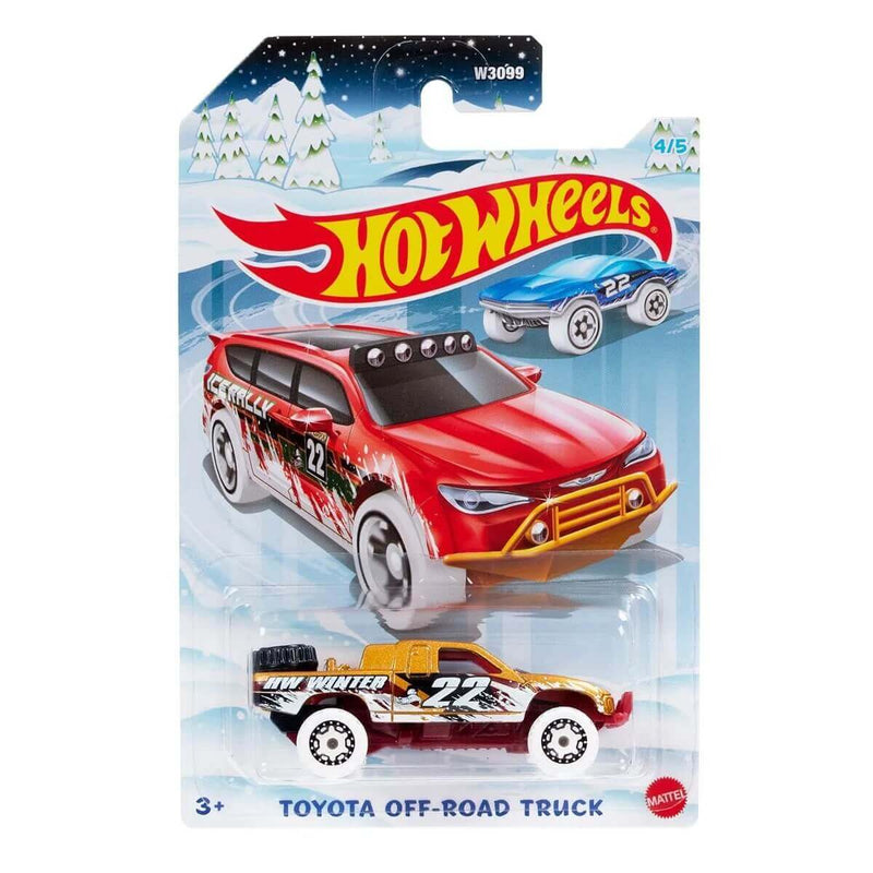 Hot Wheels Holiday 6-Piece Bundle - Advent Calendar + 2022 Christmas Cars (Full Set of 5), Toyota Off-Road Truck 4/5