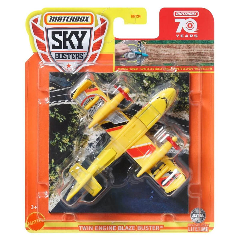 Matchbox 2023 Sky Busters (Mix 1) 1:64 Scale Die-Cast Vehicles, Twin Engine Blaze Buster