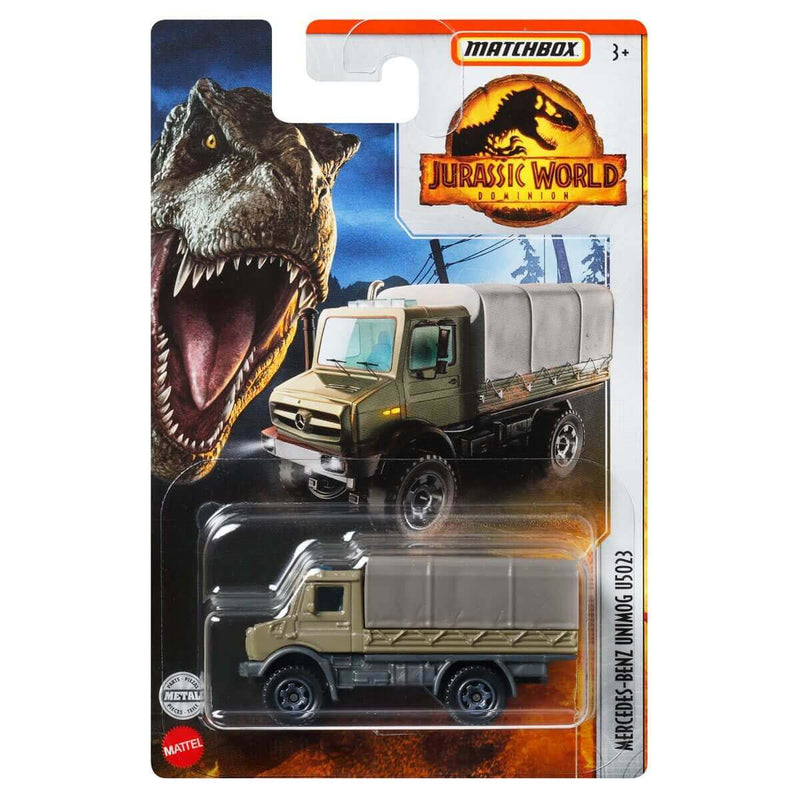 Matchbox 2022 Jurassic World Dominion (Mix 4) 6-Piece Bundle 1:64 Die-Cast Vehicles, Mercedes-Benz Unimog U5023