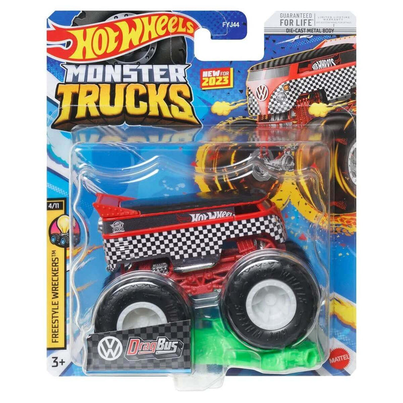 Hot Wheels 2023 1:64 Scale Die-Cast Monster Trucks (Mix 4), VW Drag Bus
