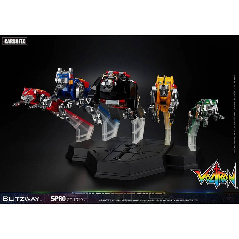 Blitzway Voltron 5Pro Studio CARBOTIX Series 15 Inch Action Figure w/ LED Function, Lions on display