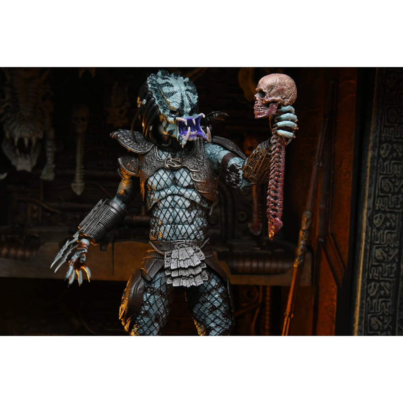NECA Predator 2 Ultimate Warrior Predator (30th Ann.) 7" Scale Action Figure holding human skull and spine