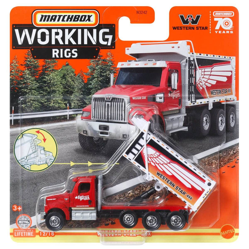 Matchbox 2023 Working Rigs (Wave 3) 1:64 Scale Diecast Vehicles, Western Star 49X HLM99 12/16