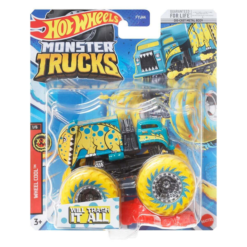 Hot Wheels 2023 1:64 Scale Die-Cast Monster Trucks (Mix 2), Will Trash It all