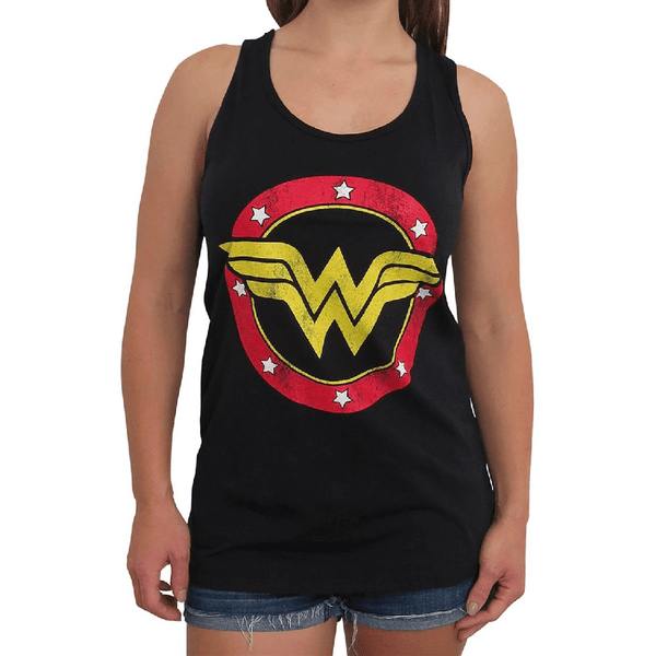 DC Wonder Woman Racer Back Black Ladies Tank Top
