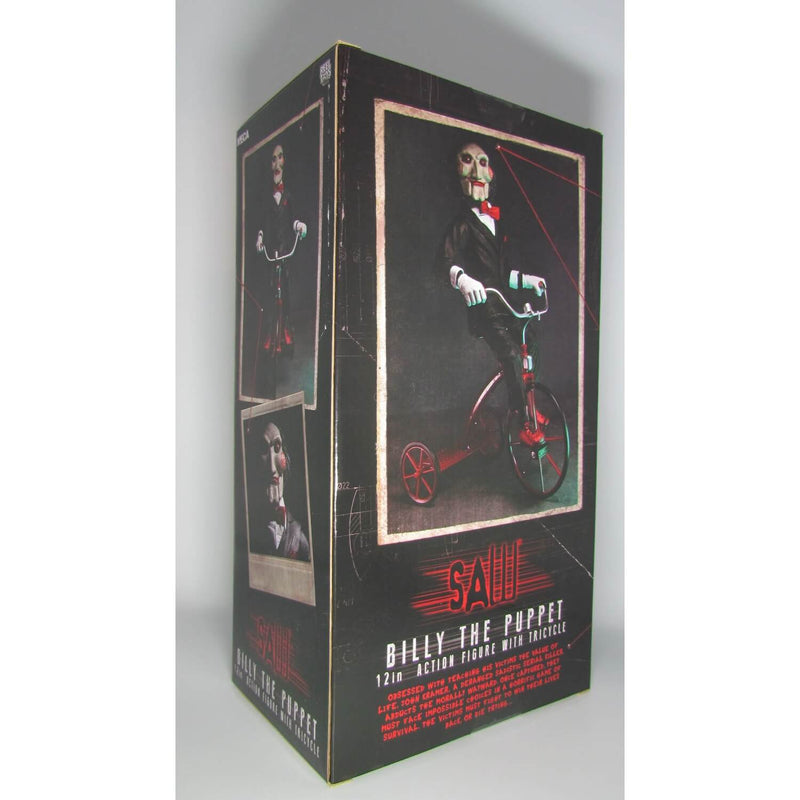 NECA Saw Billy the Puppet & Tricycle 12″ Action Figure with Sound, box back