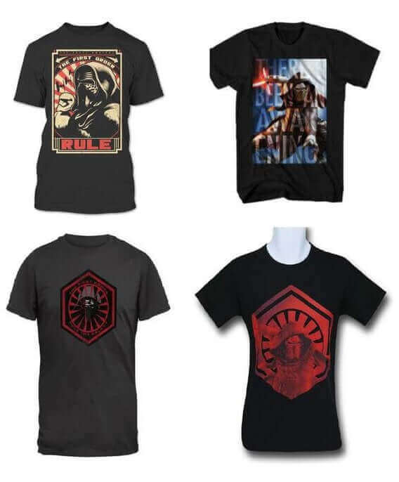 4 Star Wars T-Shirts, Force Awakens, Star Wars VII, New Fear, Kylo Renpire - Men's Size Medium