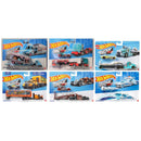 Hot Wheels 2023 Super Rigs (Mix 2) 1:64 Scale Die-cast Hauler and Vehicle Set, All 6 trucks shown.