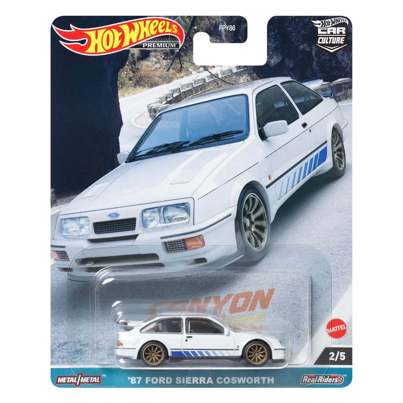 Hot Wheels Premium 2023 Car Culture 'Canyon Warriors' 1:64 Scale Diecast Vehicles '87 Ford Sierra Cosworth