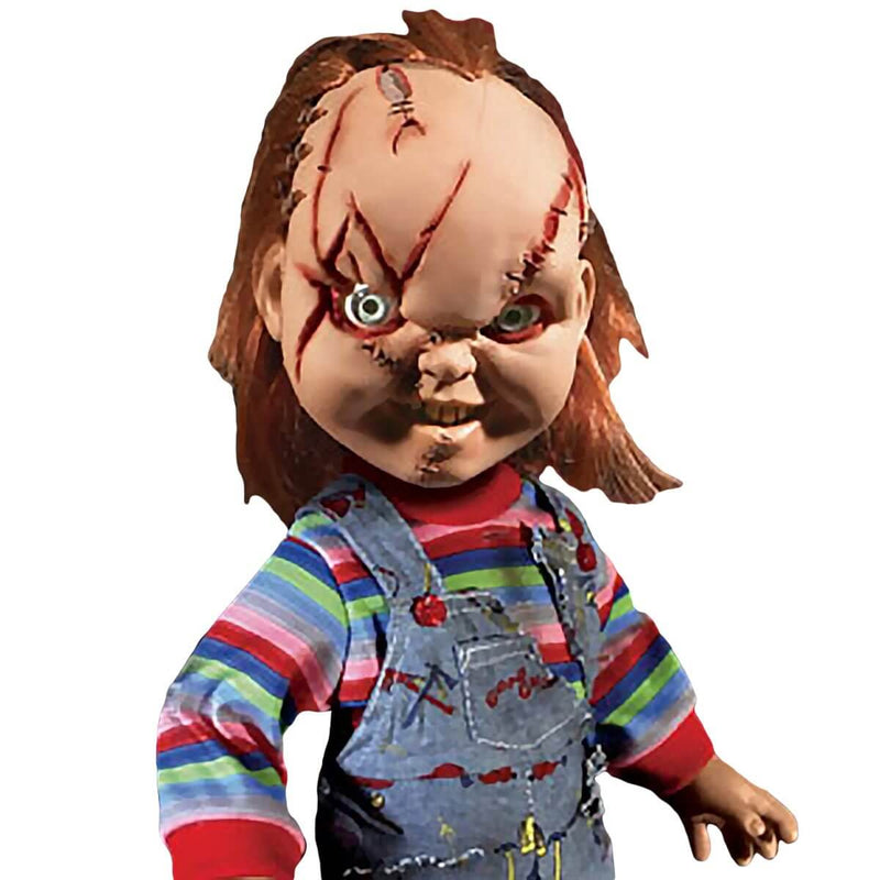 Mezco Toyz Child's Play Bride of Chucky Talking Mega-Scale 15" Doll, closeup from waste up.