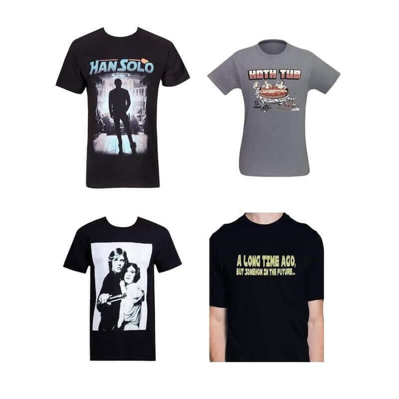 4 Star Wars T-Shirts - Han Solo, Hoth Tub, Luke And Leia, Long Time Ago (Men's XL)