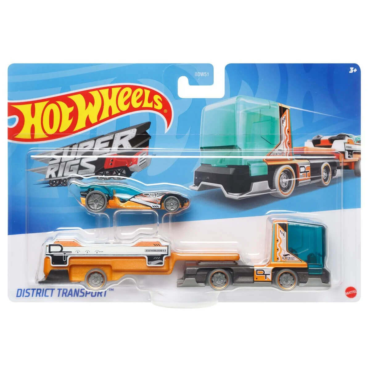 Hot Wheels 2023 Super Rigs (Mix 1) Hauler and Vehicle Set