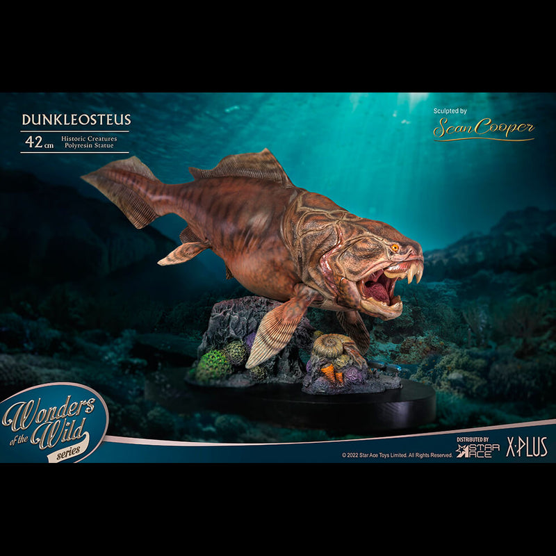 Star Ace X-Plus Dunkleosteus Wonders of the Wild 16 1/2 Hand-Painted Inch Statue front view 2