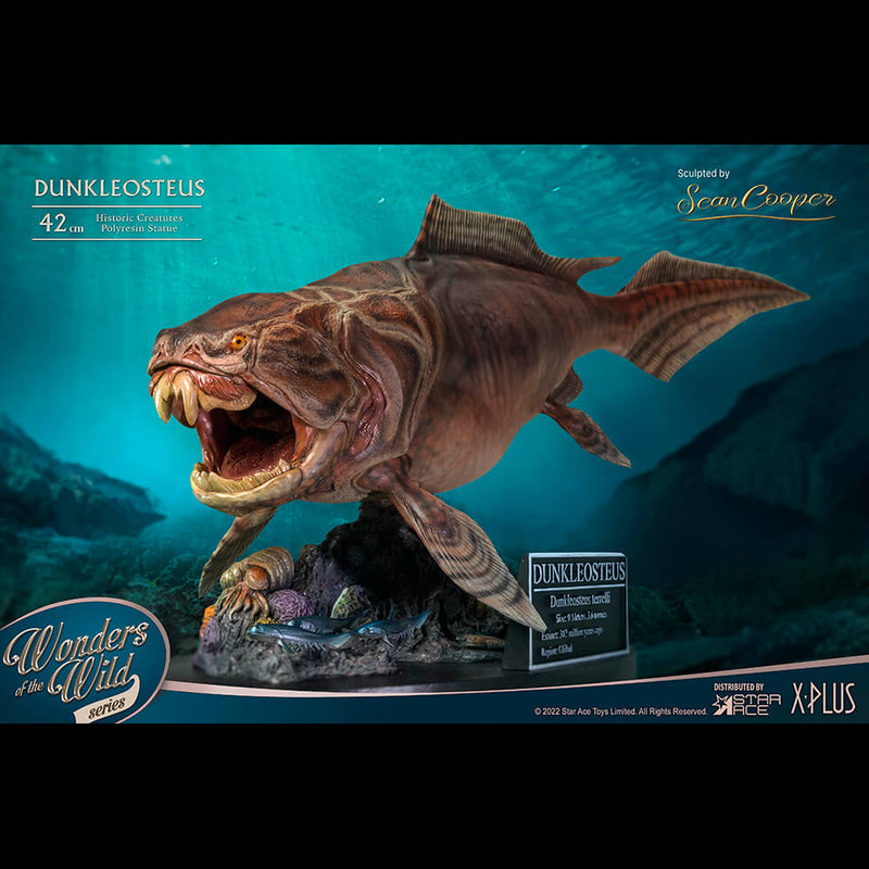 Star Ace X-Plus Dunkleosteus Wonders of the Wild 16 1/2 Hand-Painted Inch Statue closeup front