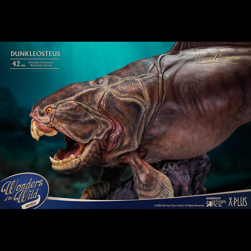 Star Ace X-Plus Dunkleosteus Wonders of the Wild 16 1/2 Hand-Painted Inch Statue closeup side view