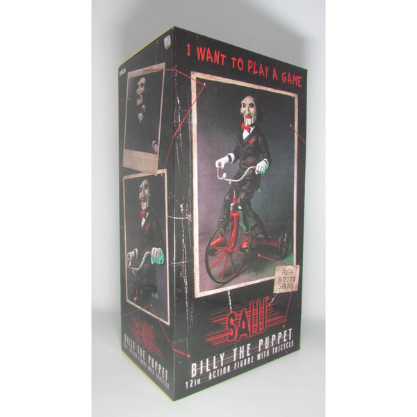NECA Saw Billy the Puppet & Tricycle 12″ Action Figure with Sound, box front