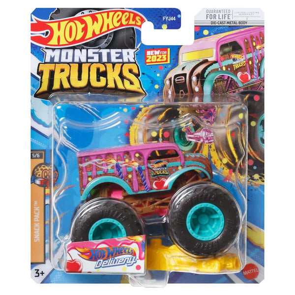 Hot Wheels 2023 1:64 Scale Die-Cast Monster Trucks (Mix 9), Hot Wheels Delivery Snack Pack 5/6 HLR87